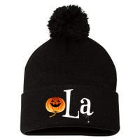 Comma La Funny Kamala Harris Halloween Pumpkin Pom Pom 12in Knit Beanie