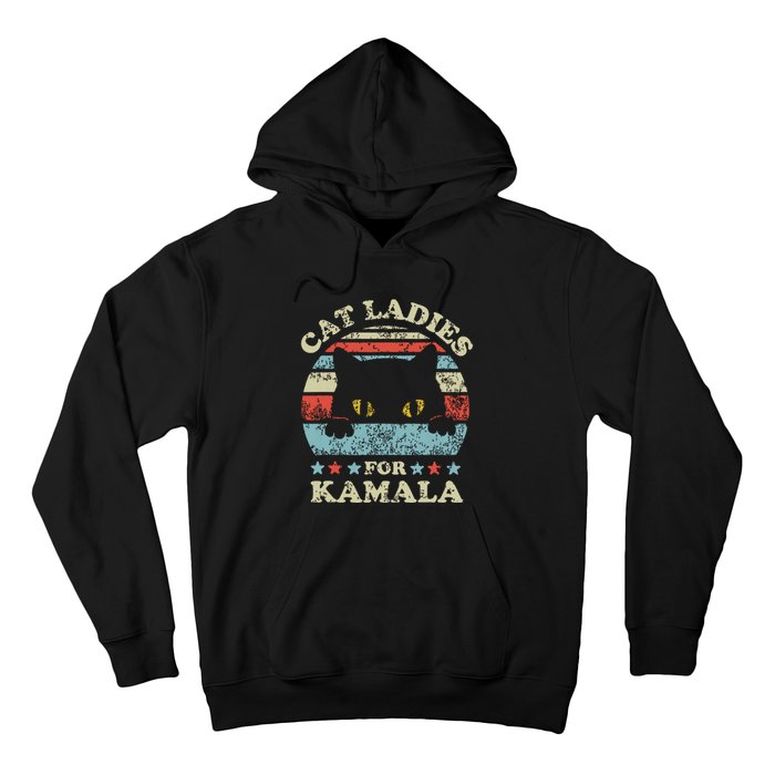 Cat Ladies For Kamala Harris President 2024 Funny Cat Lady Hoodie