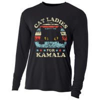 Cat Ladies For Kamala Harris President 2024 Funny Cat Lady Cooling Performance Long Sleeve Crew