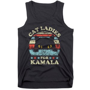 Cat Ladies For Kamala Harris President 2024 Funny Cat Lady Tank Top