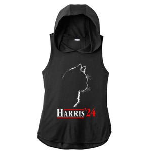 Cat Ladies For Kamala Funny Cat 2024 President Kamalaharris Ladies PosiCharge Tri-Blend Wicking Draft Hoodie Tank