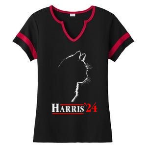 Cat Ladies For Kamala Funny Cat 2024 President Kamalaharris Ladies Halftime Notch Neck Tee