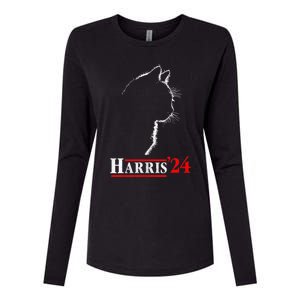 Cat Ladies For Kamala Funny Cat 2024 President Kamalaharris Womens Cotton Relaxed Long Sleeve T-Shirt