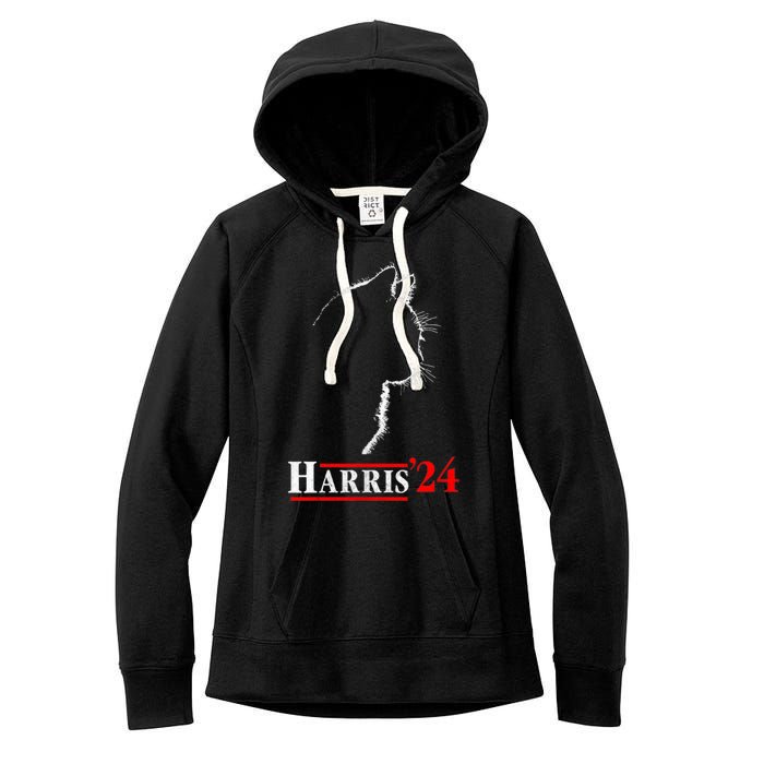 Cat Ladies For Kamala Funny Cat 2024 President Kamalaharris Women's Fleece Hoodie