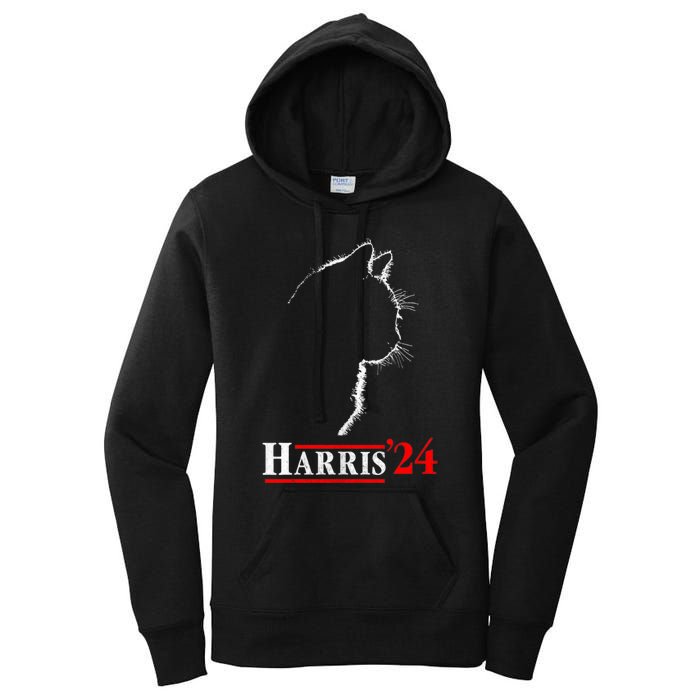 Cat Ladies For Kamala Funny Cat 2024 President Kamalaharris Women's Pullover Hoodie