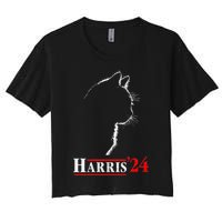 Cat Ladies For Kamala Funny Cat 2024 President Kamalaharris Women's Crop Top Tee