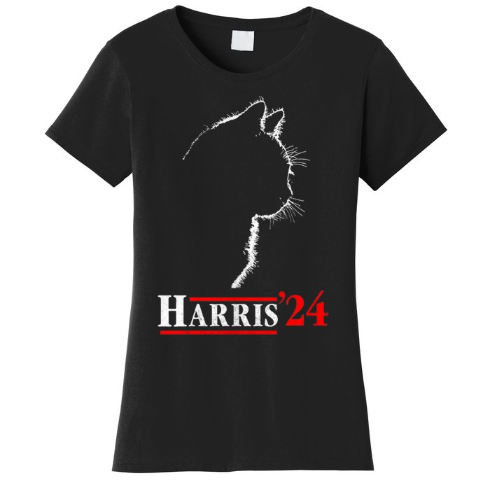 Cat Ladies For Kamala Funny Cat 2024 President Kamalaharris Women's T-Shirt