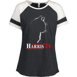 Cat Ladies For Kamala Funny Cat 2024 President Kamalaharris Enza Ladies Jersey Colorblock Tee