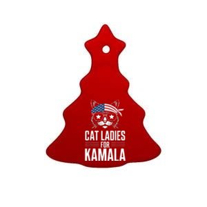 Cat Ladies For Kamala Funny Cat 2024 President Kamalaharris Ceramic Tree Ornament