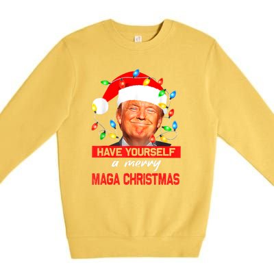 Christmas Lights Funny Santa Trump Have Yourself A Merry Maga Xmas Gift Premium Crewneck Sweatshirt