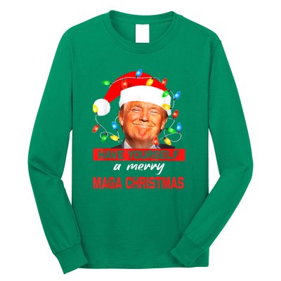 Christmas Lights Funny Santa Trump Have Yourself A Merry Maga Xmas Gift Long Sleeve Shirt