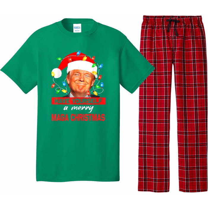 Christmas Lights Funny Santa Trump Have Yourself A Merry Maga Xmas Gift Pajama Set