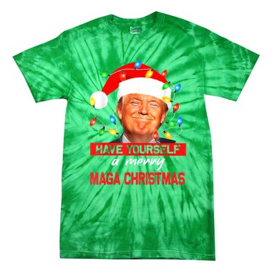 Christmas Lights Funny Santa Trump Have Yourself A Merry Maga Xmas Gift Tie-Dye T-Shirt