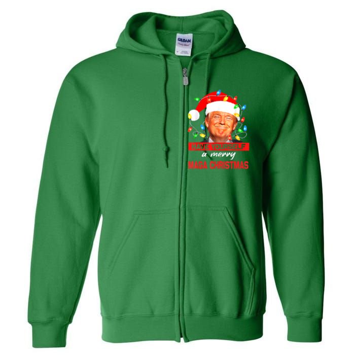 Christmas Lights Funny Santa Trump Have Yourself A Merry Maga Xmas Gift Full Zip Hoodie