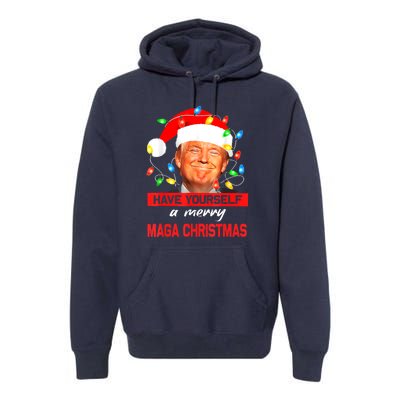 Christmas Lights Funny Santa Trump Have Yourself A Merry Maga Xmas Gift Premium Hoodie