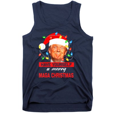 Christmas Lights Funny Santa Trump Have Yourself A Merry Maga Xmas Gift Tank Top