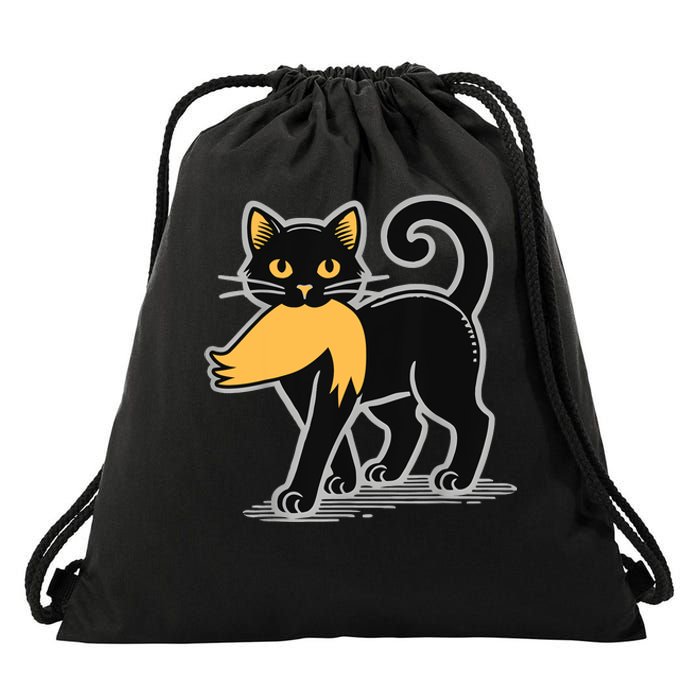 Cat Ladies For Kamala Harris Donald Trump 2024 Sarcastic Drawstring Bag