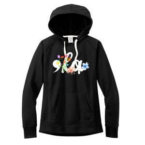 Comma La Floral Kamala Harris President 2024 Coma La Flowers Women's Fleece Hoodie