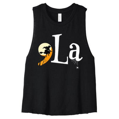 Comma La Funny Kamala Harris Halloween Pumpkin Women's Racerback Cropped Tank