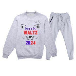 Cat Ladies For Harris Waltz Cat 2024 President Harris Waltz Premium Crewneck Sweatsuit Set