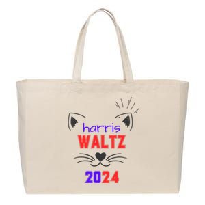 Cat Ladies For Harris Waltz Cat 2024 President Harris Waltz Cotton Canvas Jumbo Tote