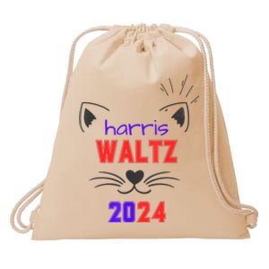 Cat Ladies For Harris Waltz Cat 2024 President Harris Waltz Drawstring Bag