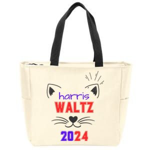 Cat Ladies For Harris Waltz Cat 2024 President Harris Waltz Zip Tote Bag