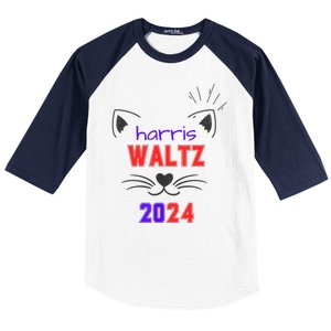 Cat Ladies For Harris Waltz Cat 2024 President Harris Waltz Baseball Sleeve Shirt