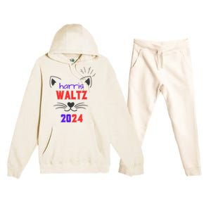 Cat Ladies For Harris Waltz Cat 2024 President Harris Waltz Premium Hooded Sweatsuit Set