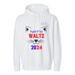 Cat Ladies For Harris Waltz Cat 2024 President Harris Waltz Garment-Dyed Fleece Hoodie