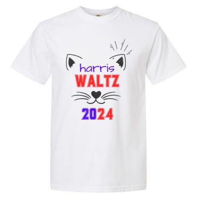 Cat Ladies For Harris Waltz Cat 2024 President Harris Waltz Garment-Dyed Heavyweight T-Shirt