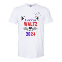 Cat Ladies For Harris Waltz Cat 2024 President Harris Waltz Softstyle CVC T-Shirt