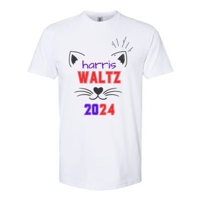 Cat Ladies For Harris Waltz Cat 2024 President Harris Waltz Softstyle CVC T-Shirt