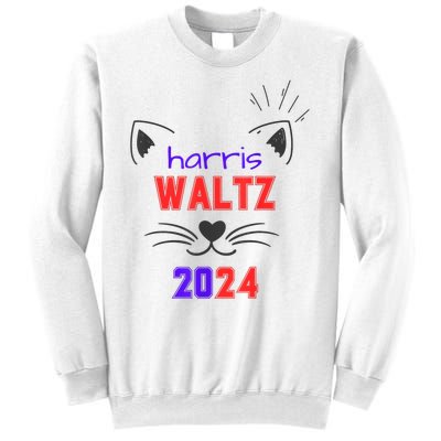 Cat Ladies For Harris Waltz Cat 2024 President Harris Waltz Sweatshirt