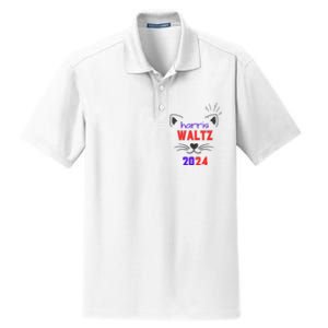 Cat Ladies For Harris Waltz Cat 2024 President Harris Waltz Dry Zone Grid Polo