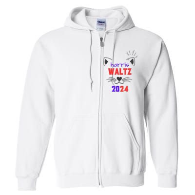 Cat Ladies For Harris Waltz Cat 2024 President Harris Waltz Full Zip Hoodie