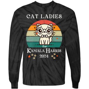 Cat Ladies For Kamala Harris Tie-Dye Long Sleeve Shirt