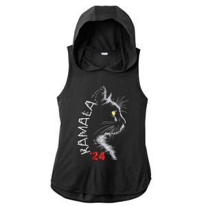 Cat Ladies For Kmala Cat 2024 President Kamalaaharris Ladies PosiCharge Tri-Blend Wicking Draft Hoodie Tank