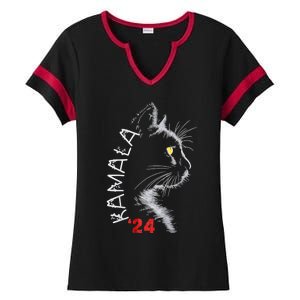 Cat Ladies For Kmala Cat 2024 President Kamalaaharris Ladies Halftime Notch Neck Tee