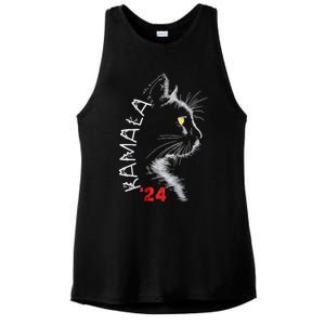 Cat Ladies For Kmala Cat 2024 President Kamalaaharris Ladies PosiCharge Tri-Blend Wicking Tank