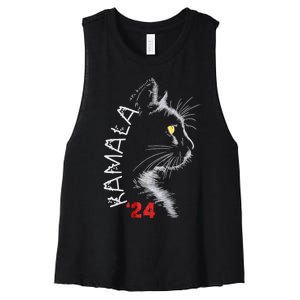 Cat Ladies For Kmala Cat 2024 President Kamalaaharris Women's Racerback Cropped Tank