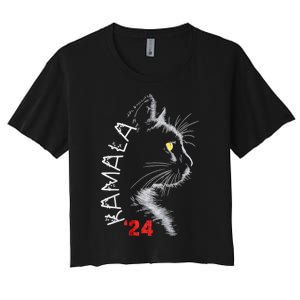 Cat Ladies For Kmala Cat 2024 President Kamalaaharris Women's Crop Top Tee