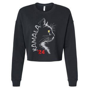 Cat Ladies For Kmala Cat 2024 President Kamalaaharris Cropped Pullover Crew