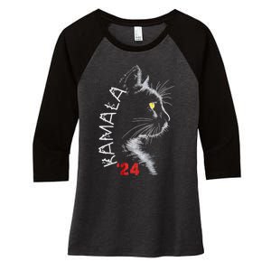 Cat Ladies For Kmala Cat 2024 President Kamalaaharris Women's Tri-Blend 3/4-Sleeve Raglan Shirt