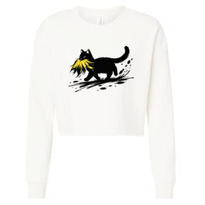 Cat Ladies For Kamala Harris Sarcastic Donald Trump 2024 Cropped Pullover Crew