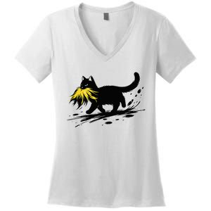 Cat Ladies For Kamala Harris Sarcastic Donald Trump 2024 Women's V-Neck T-Shirt