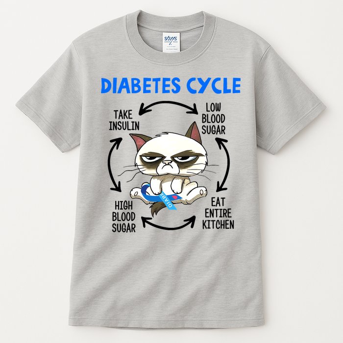 Cat Lover Funny Diabetes Cycle Awareness Tall T-Shirt