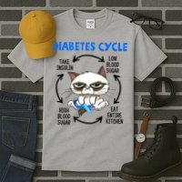 Cat Lover Funny Diabetes Cycle Awareness Tall T-Shirt