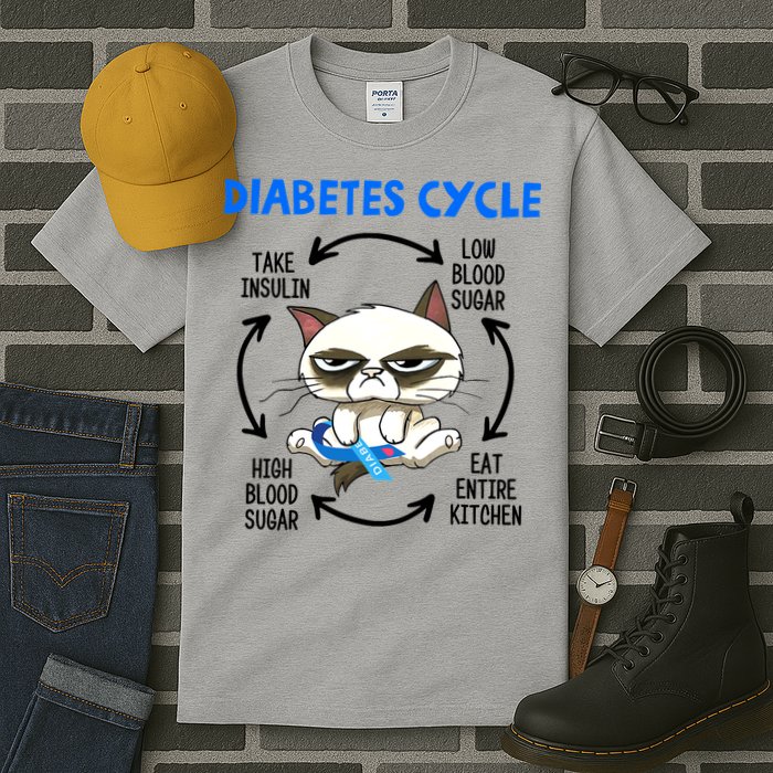 Cat Lover Funny Diabetes Cycle Awareness Tall T-Shirt