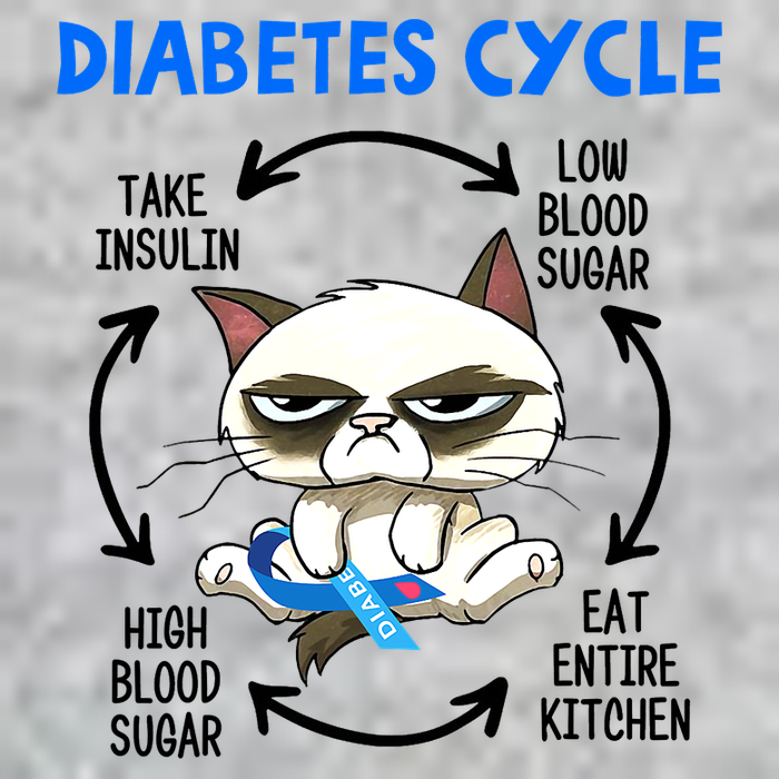 Cat Lover Funny Diabetes Cycle Awareness Tall T-Shirt